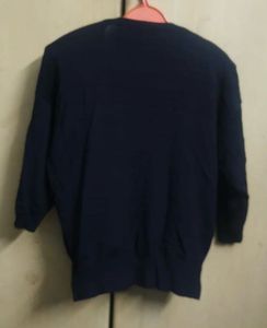 Navy Blue Embellished Crewneck Sweater
