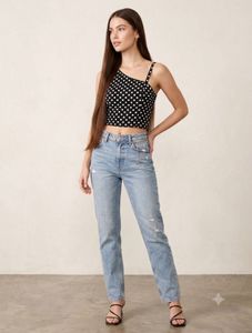 Chic Polka Dot One Shoulder Top