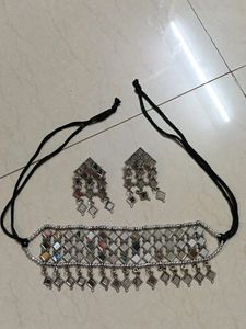 Oxidised Silver Mirror Choker