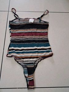 S Striped Bodysuit Top