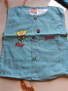 Cute Striped Sleeveless Top with Bear and Boss Pri