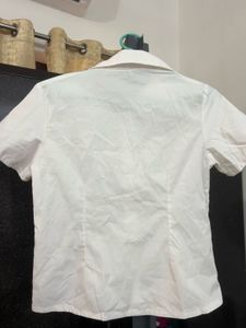Crisp White Short Sleeve Collared Shirt