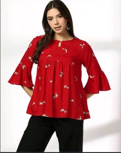 Red Flared Sleeve Kurta