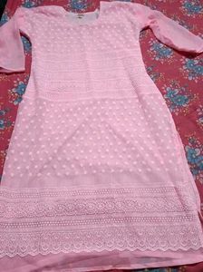 Elegant Pink Chikankari Kurta