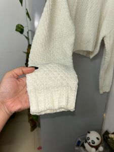 White Crop Knit Top (M)