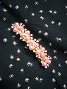 Elegant Pink Pearl and Crystal Hair Clip