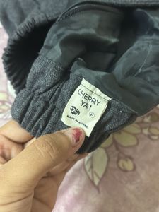 grey pleated mini skirt