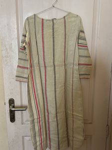 Striped Linen Drawstring Dress