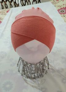 Coral Pink cris cross Hijab Cap