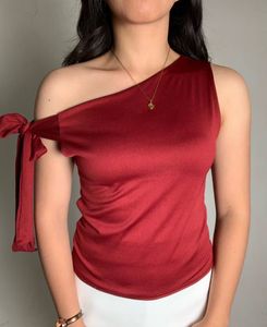 Chic One Shoulder Red Top