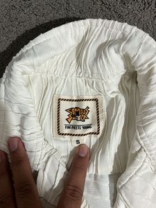Men's White Textured Short Set