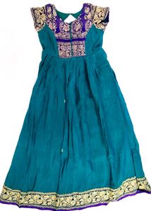 Traditional Cotton Silk Long Dress for Girl 4-7age