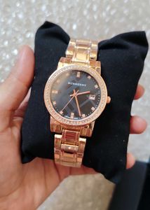 BURBERRY Rose Gold Watch with Crystals
