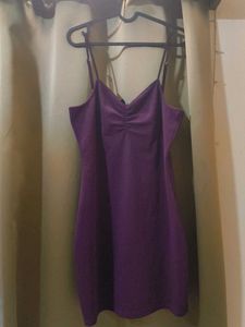 Purple Ruched Spaghetti Strap Dress