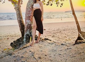 black slit skirt