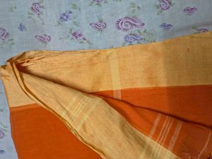Elegant Orange Saree with Golden Border