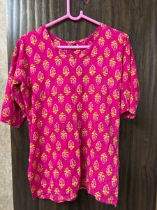 Pink Block Print Kurta