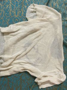 Cream Knit Top with Black Heart Graphic