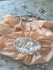 Cute Ruffled Peach Striped Top