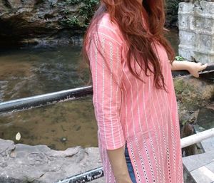 Chic Peach Eyelet Kurti