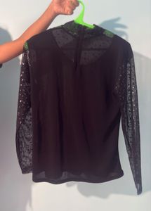 Elegant Black Sheer Sleeve Top