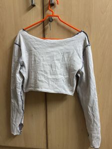 White Crop Top with Red Text