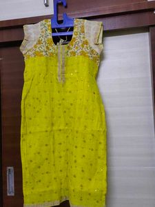 Yellow Kurta with Floral Print