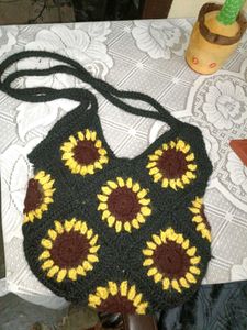 Sunflower Crochet Shoulder Bag
