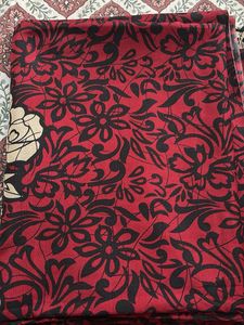 Elegant Red &amp; Black Floral Saree