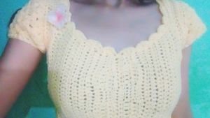 Crochet lemon yellow top