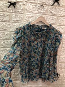 Boho Paisley Print Ruffle Top🎗️☁️