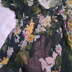 Y2k Vintage Forest Fairy Floral Print Sheer Top