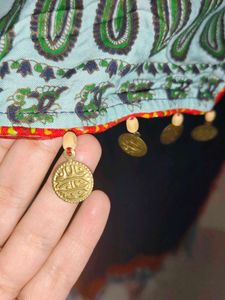 Blue Cotton Kurta with Yellow Embroidery