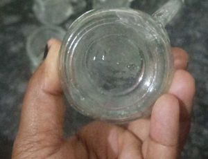 Set of 5 small Glass Cups with Handles
