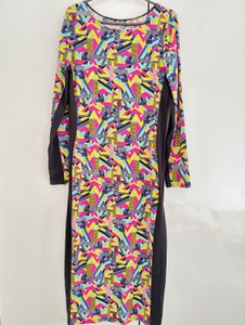 Vibrant Geometric Print Midi Dress