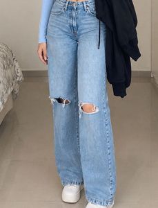 Bershka Wide Leg Ripped Jeans