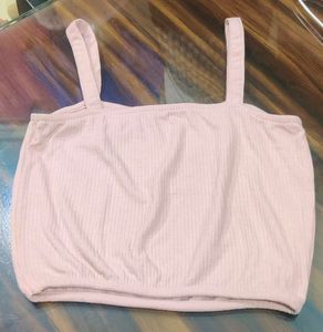Peach Ribbed Cropped Camisole Top