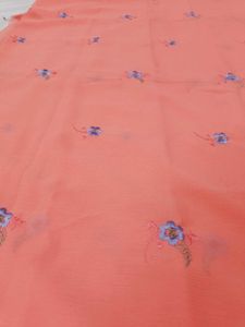 🇳🇿💫🎀Peach Georgette Embroidered Unstitched