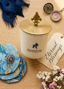 Decorative White Jar with Gold Lid