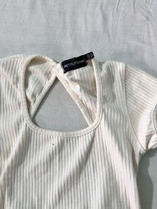 Ribbed Crop Top with Open Back