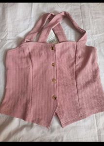 SHEIN BRANDED Pink Button-Up Tank Top