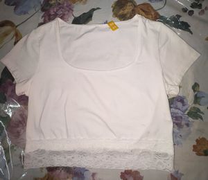 White Lace Scoop Neck Crop Top
