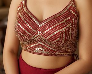 Embroidered Red Ethnic Blouse