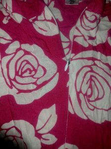 Chic Pink Rose Print Tiered Dress
