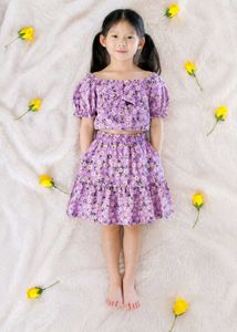 4-6 Years Girls Lavender Floral Co-Ord Set