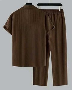 Men's Premium Coffee Brown Pleated Co-ord Set | Te