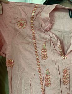 Elegant Pink Kurta Set  with Embellishments
