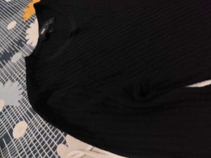 Chic Black Ribbed Knit Dress