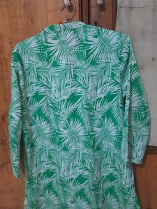 Green Palm Print Top