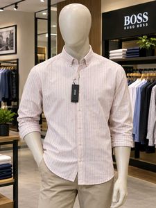 Men's Pink Striped Button-Down Shirt